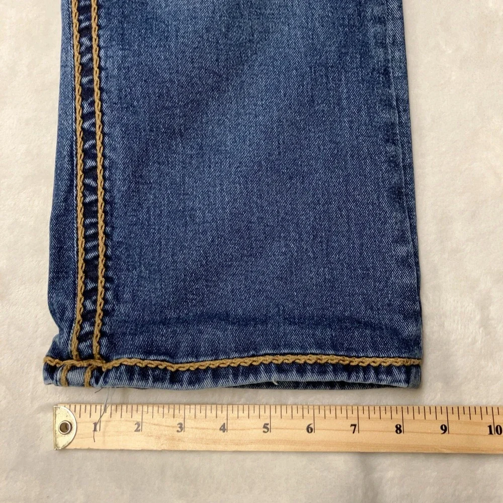 True Religion Rope Stitch Jeans Relaxed Straight Flap Pocket 34 Fit 36x28 USA